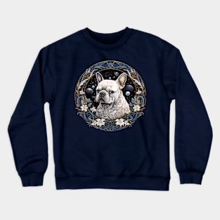 White Frenchie Illustration Crewneck Sweatshirt